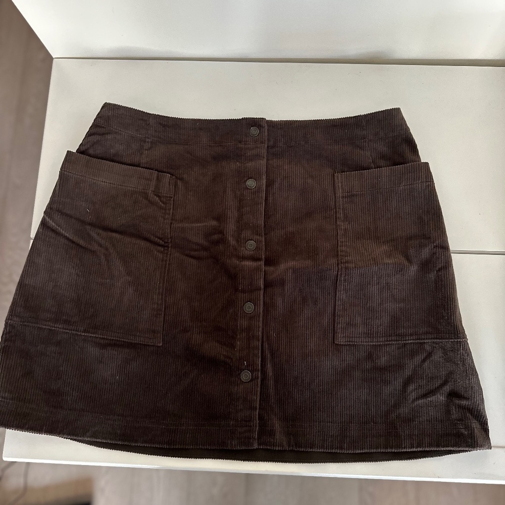 Brown Corduroy  Button-Up A-Line Skirt Size 16 Tall NWOT